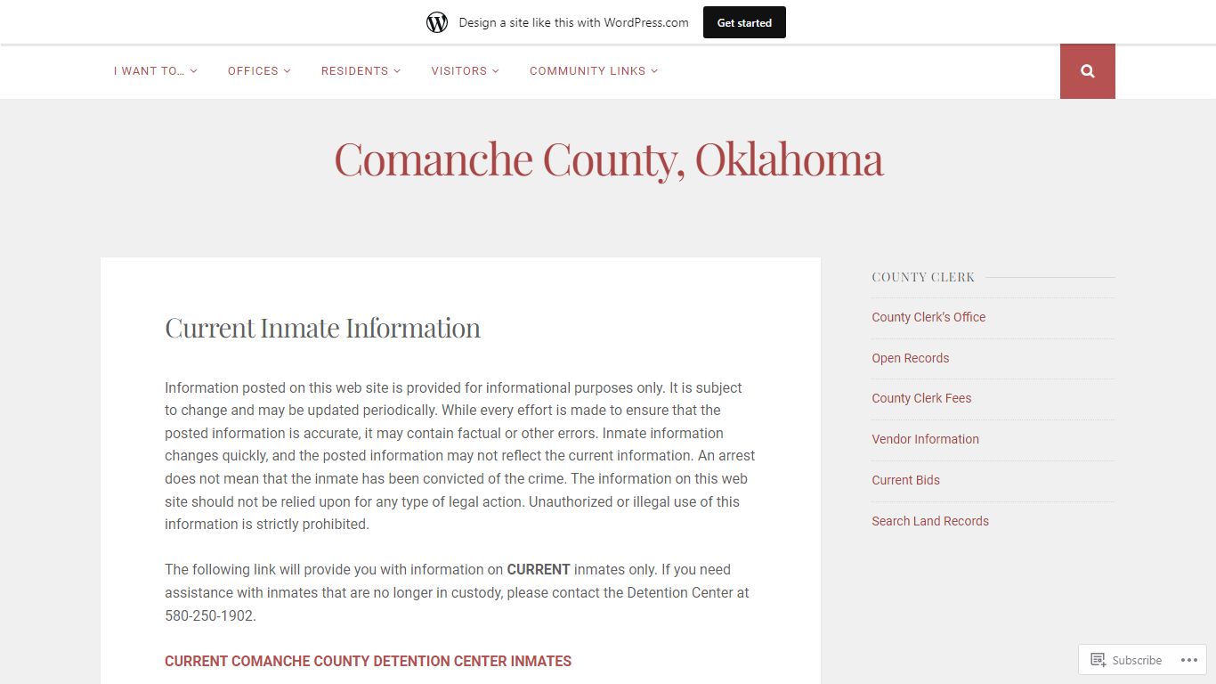 Current Inmate Information – Comanche County, Oklahoma